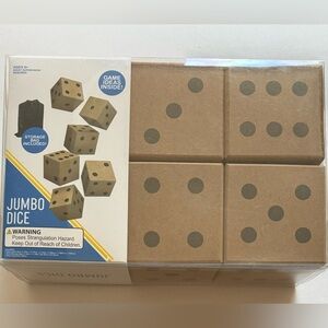 Jumbo Dice Set of 6 with Bag and Dice Games 3in x3 in
